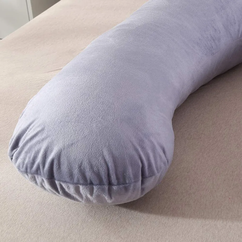 Coussin de grossesse intégral U Shape gris avec taie lavable coton