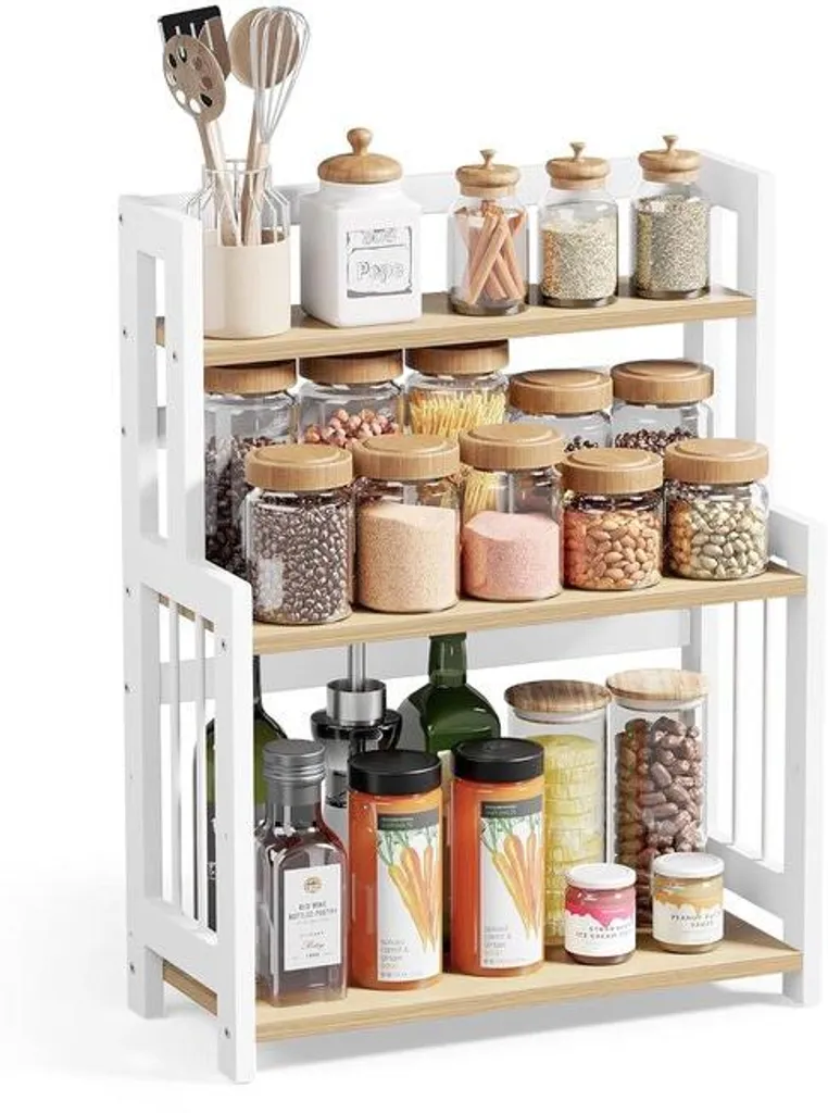 Support plantes aromatiques gain de place 3 niveaux en bois brun