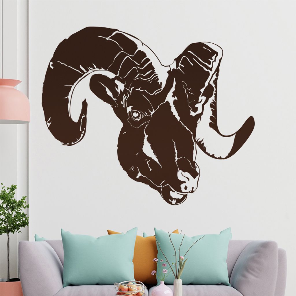 KIWISTAR Mufflon europäisch Korsika Wandtattoo in 6 Größen - Wandaufkleber Wall Sticker - Dekoration, Küche, Wohnzimmer, Schlafzimmer, Badezimmer