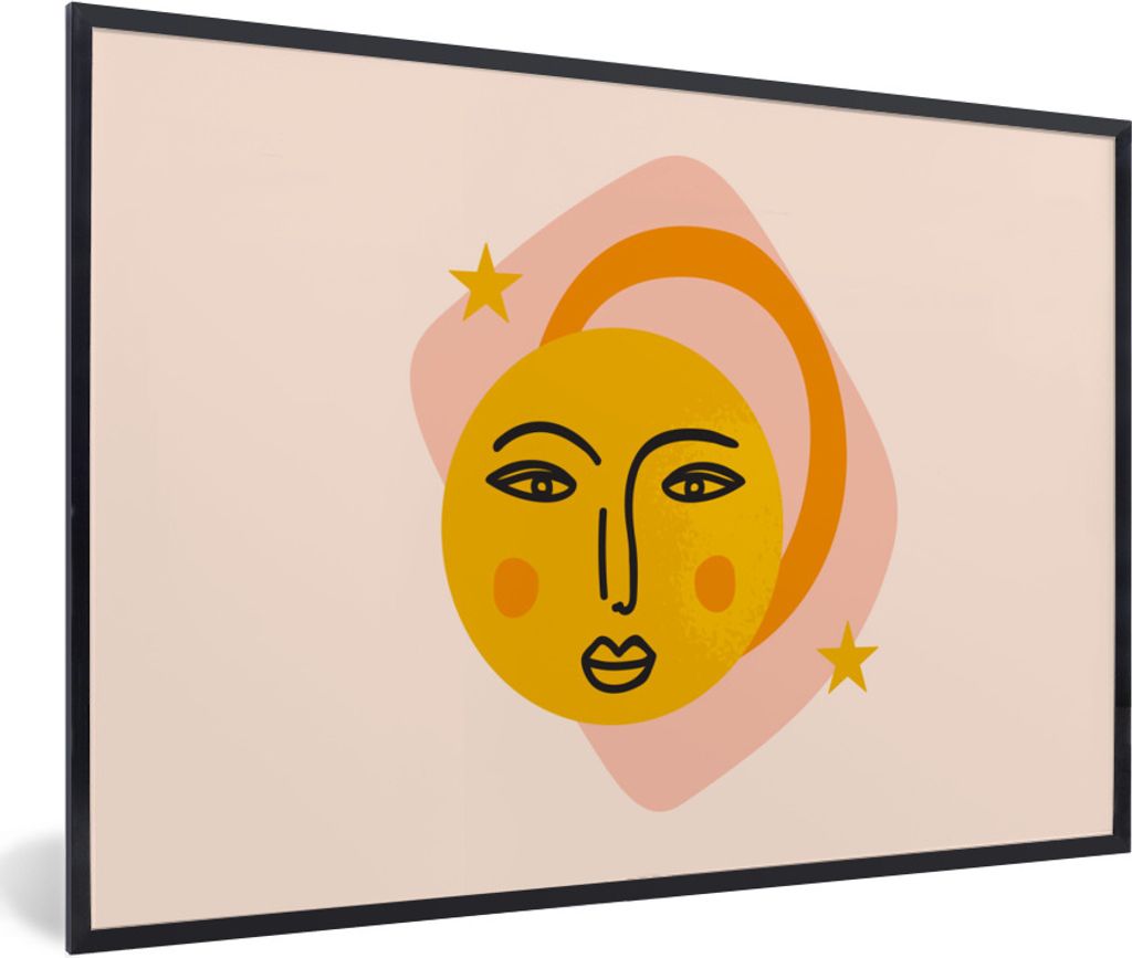 MuchoWow Gerahmtes Poster Gesicht - Sommer - Rosa 60x40 cm - Poster mit Schwarzem Bilderrahmen Wandposter Rahmen Foto Bilder - Printing - Wanddek...