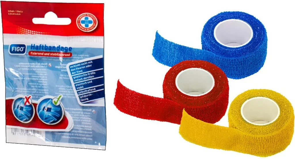 24x FIGO Bandages adhésifs 4m : Bande de fixation cohésive pour sport