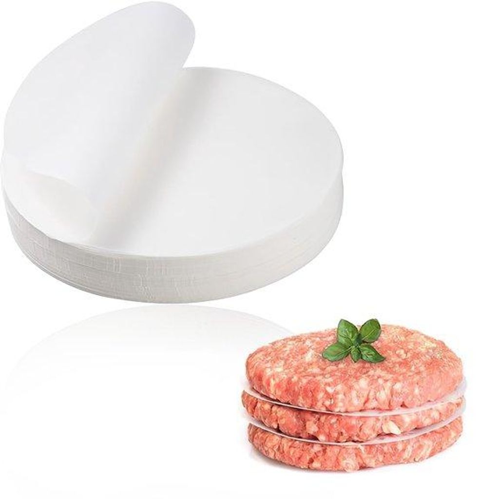 500 Stück Weißes Rundes Backpapier für Burgerpressen, Antiaanbakpapier für Hamburger und Cheeseburger