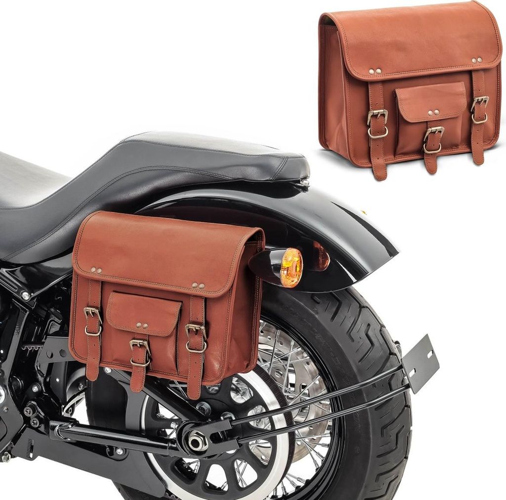 Motorrad Satteltaschen Paar / Vintage Tasche # SV1 8 l braun