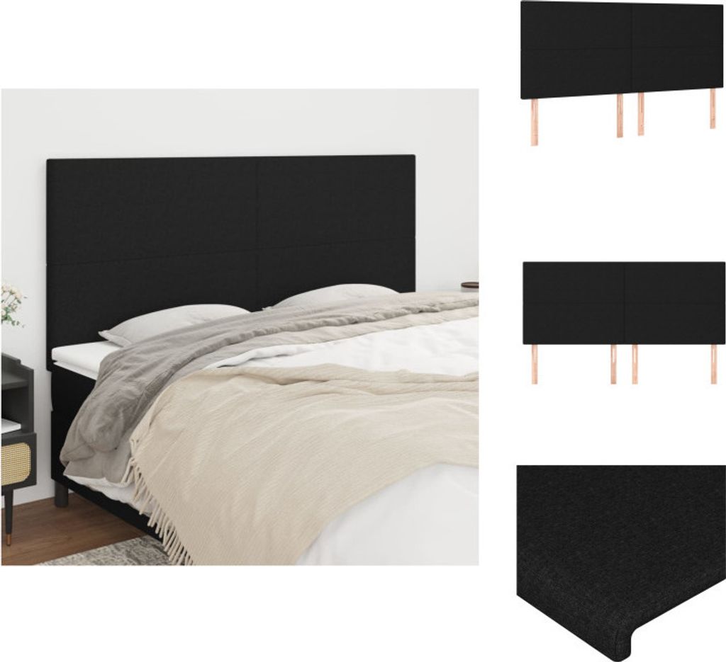 vidaXL Kopfteile 4 Stk. Schwarz 100x5x78/88 cm Stoff - Kopf- & Fußenden