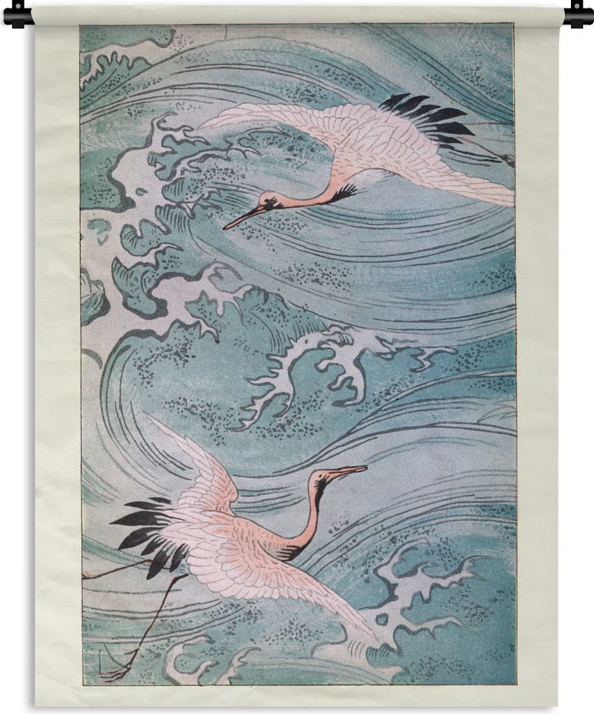 MuchoWow Wandteppich Wandbehang Vintage-Gravur Japanische Kunst 60x80 cm Tapisserie Dekoration Wandtuch - Decke - Wandtücher - Wohne