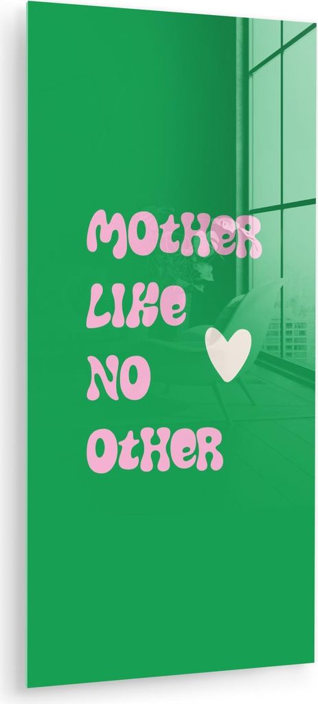 MuchoWow Glasbilder - Bilder auf Wandbild - Foto auf Glas Text - Herz - Mutter - Grün 40x80 cm Wanddekoration aus Glas - Acrylglasbild - Acrylbild...