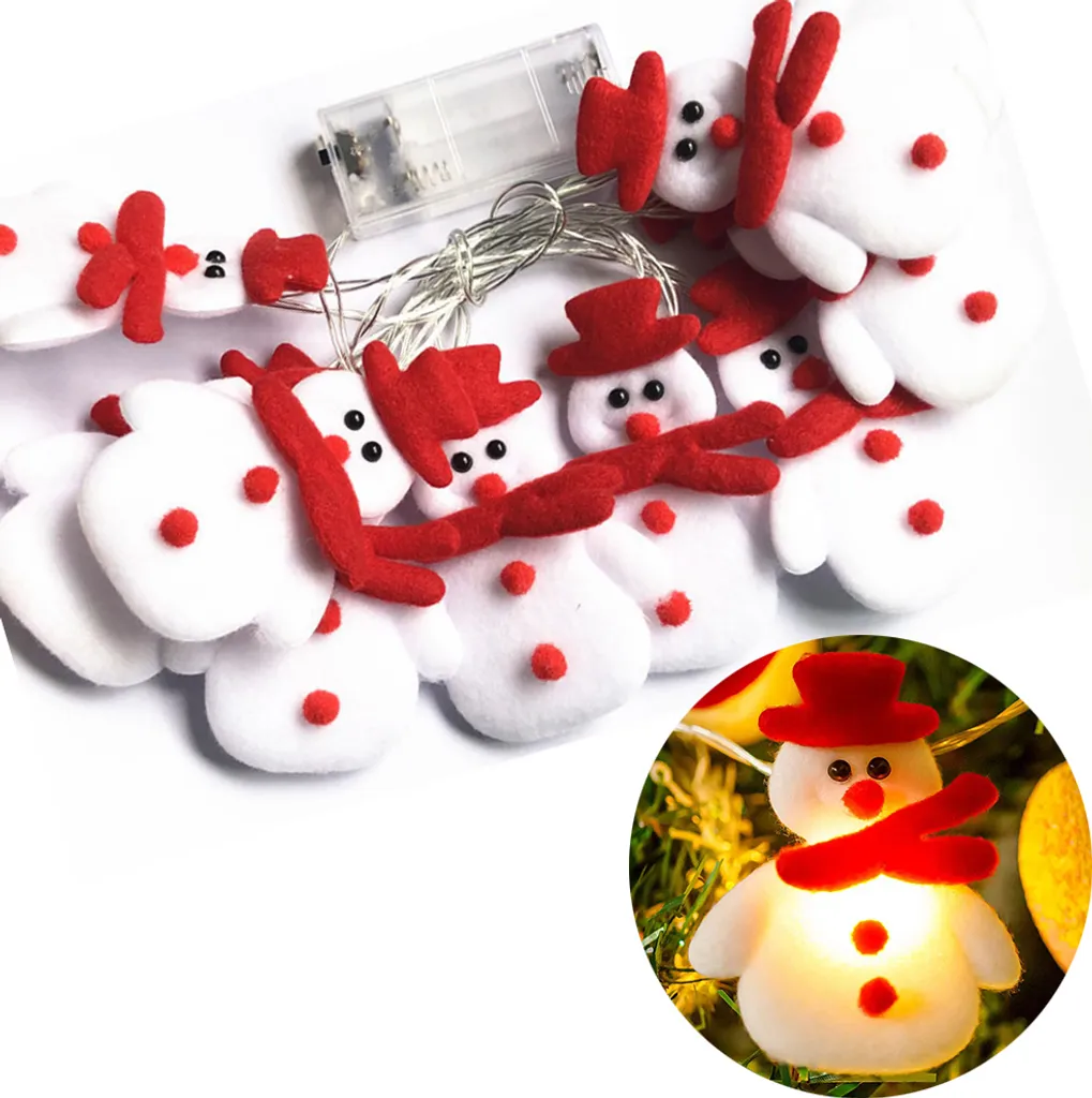 Luci LED Party Natale 1.5M - Pupazzo di Neve Peluche Bianco Caldo