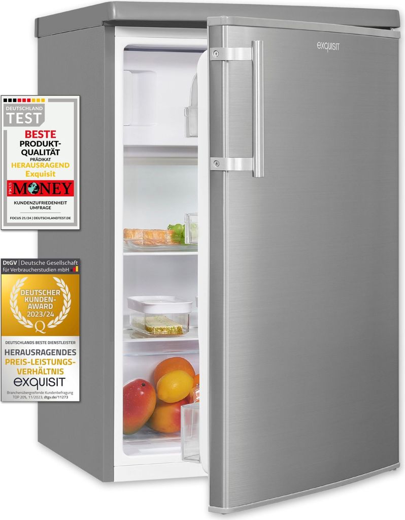 Exquisit Kühlschrank KS16-4-HE-040D inoxlook | Standgerät | Produktbild 1