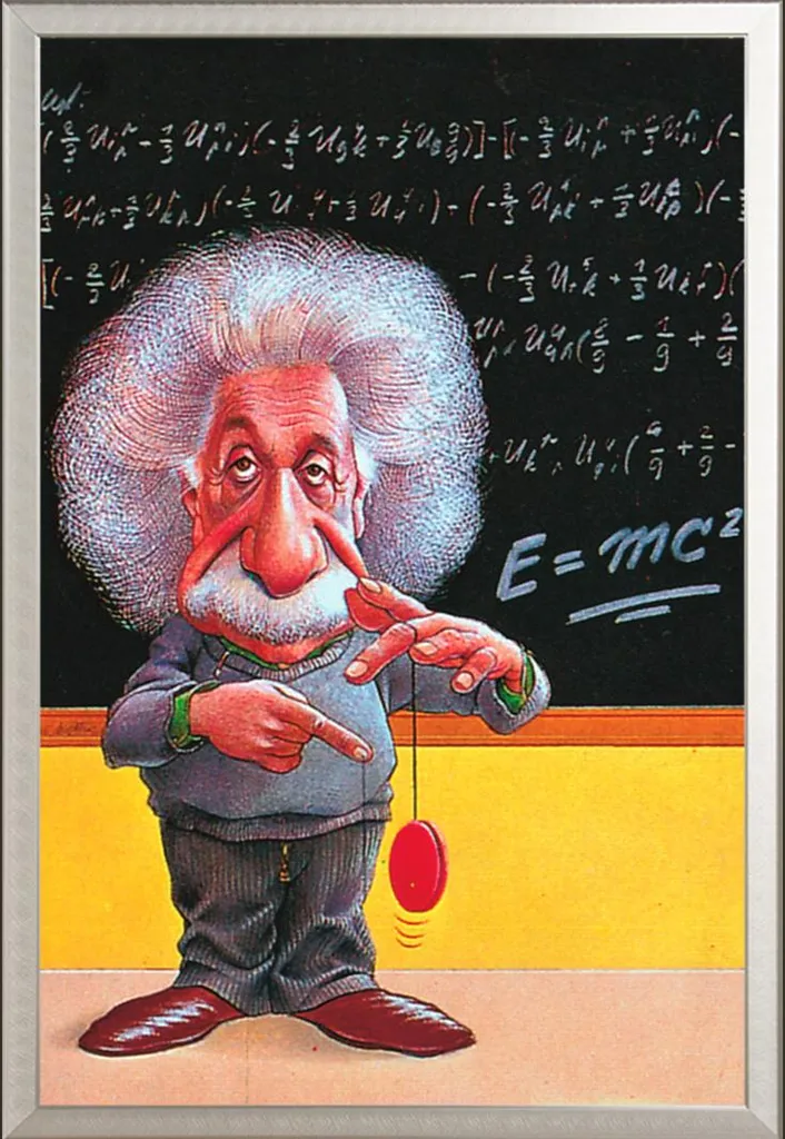 Décoration murale Einstein E=mc2 avec cadre aluminium argenté Shinsuke