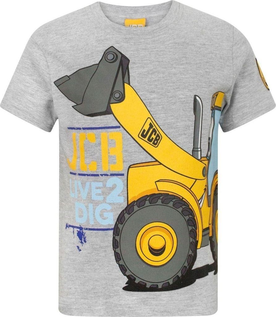 JCB - "Live 2 Dig" T-Shirt für Kinder kurzärmlig NS8444 (104) (Grau/Gelb)