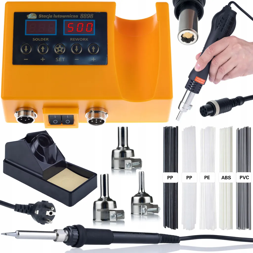 Rosfix Stazione di Saldatura Elettrica Orange Husky OH660 S-Series, Kit 2 in 1 (Aria Calda e 900M) + Kit Prowelder Mini (5 Materiali di Saldatura)