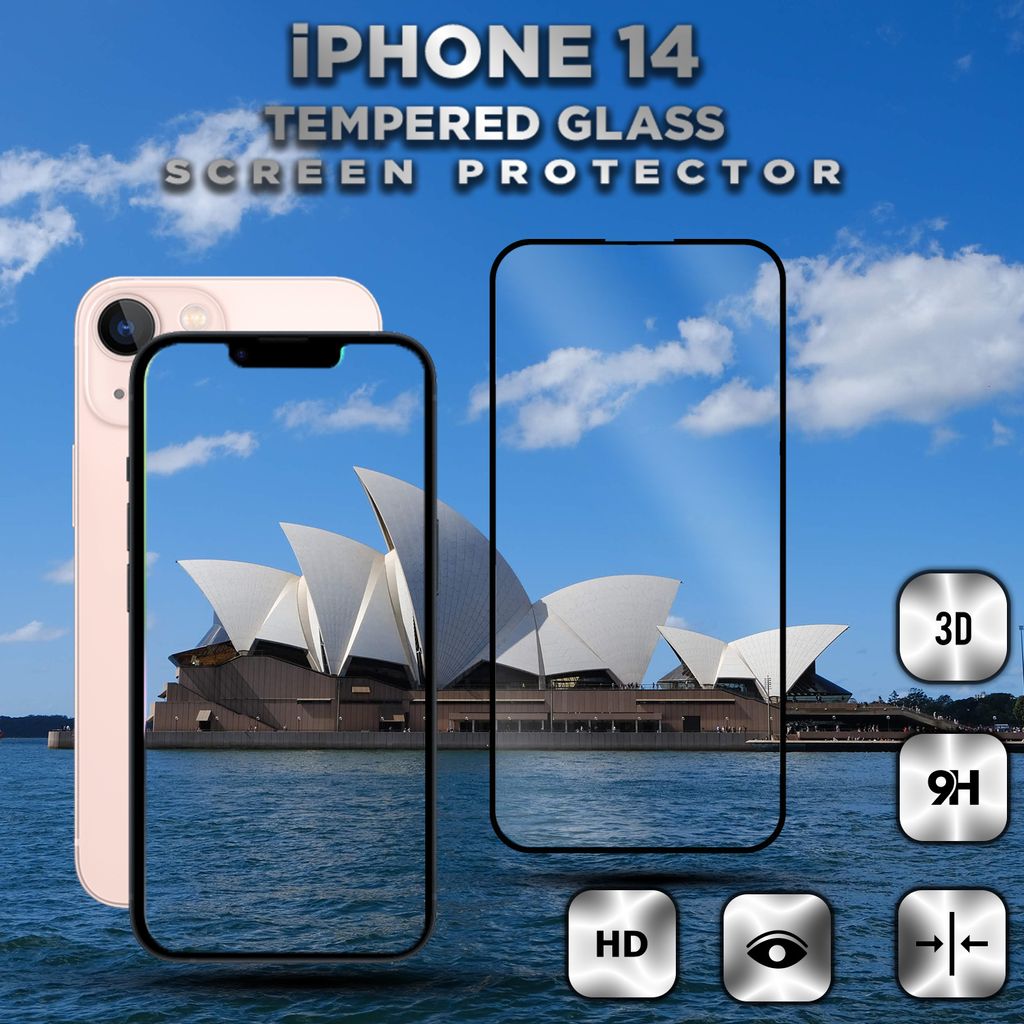 iPhone 14 - Gehärtetes Glas 9H - Hochwertiger 3D-Displayschutz