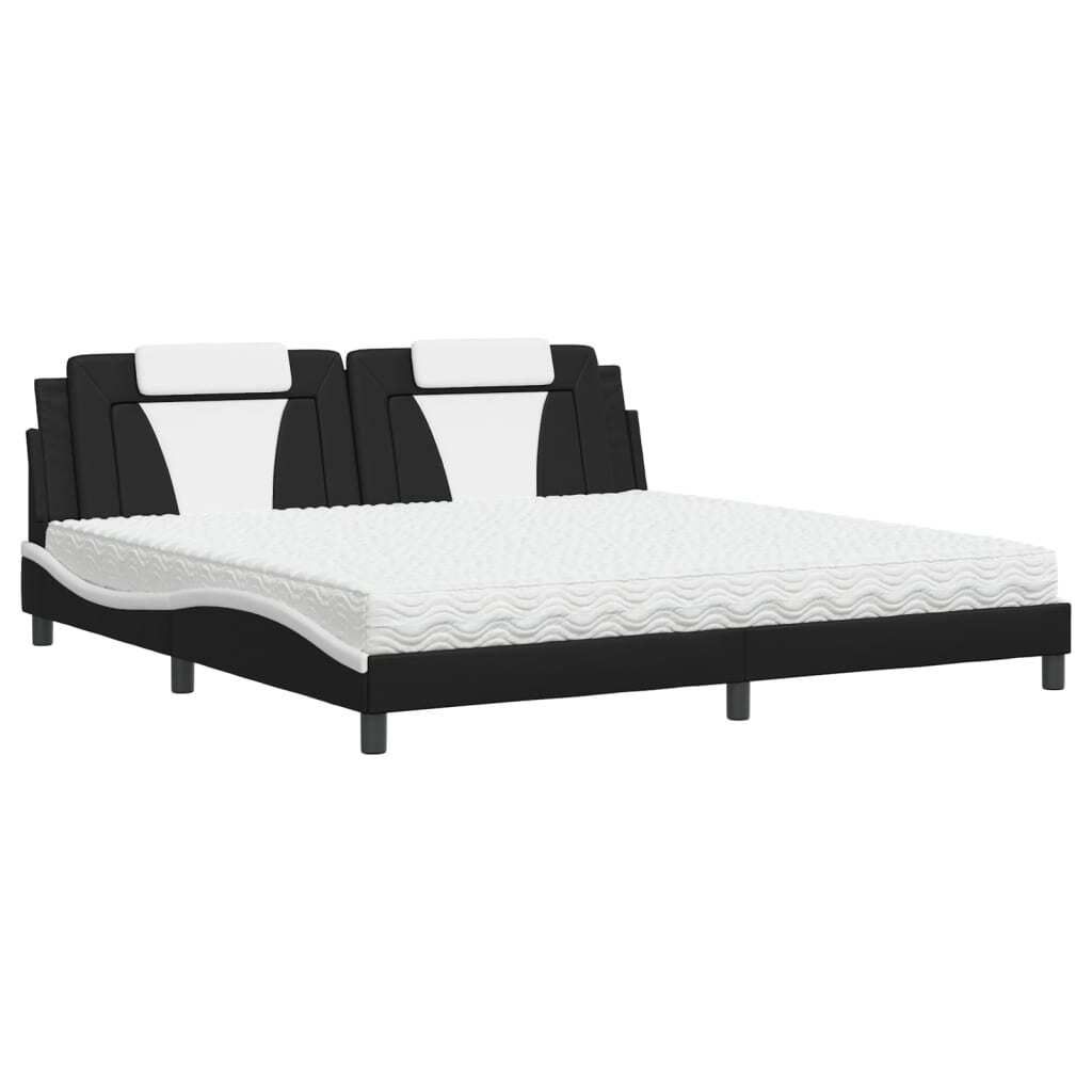 "im Sonderangebot"Bett Modernes/Doppelbett - Polsterbett Erwachsene/r /Kind - "Viana" mit Matratze Schwarz und Weiß 200x200cm Kunstleder - Klassis...