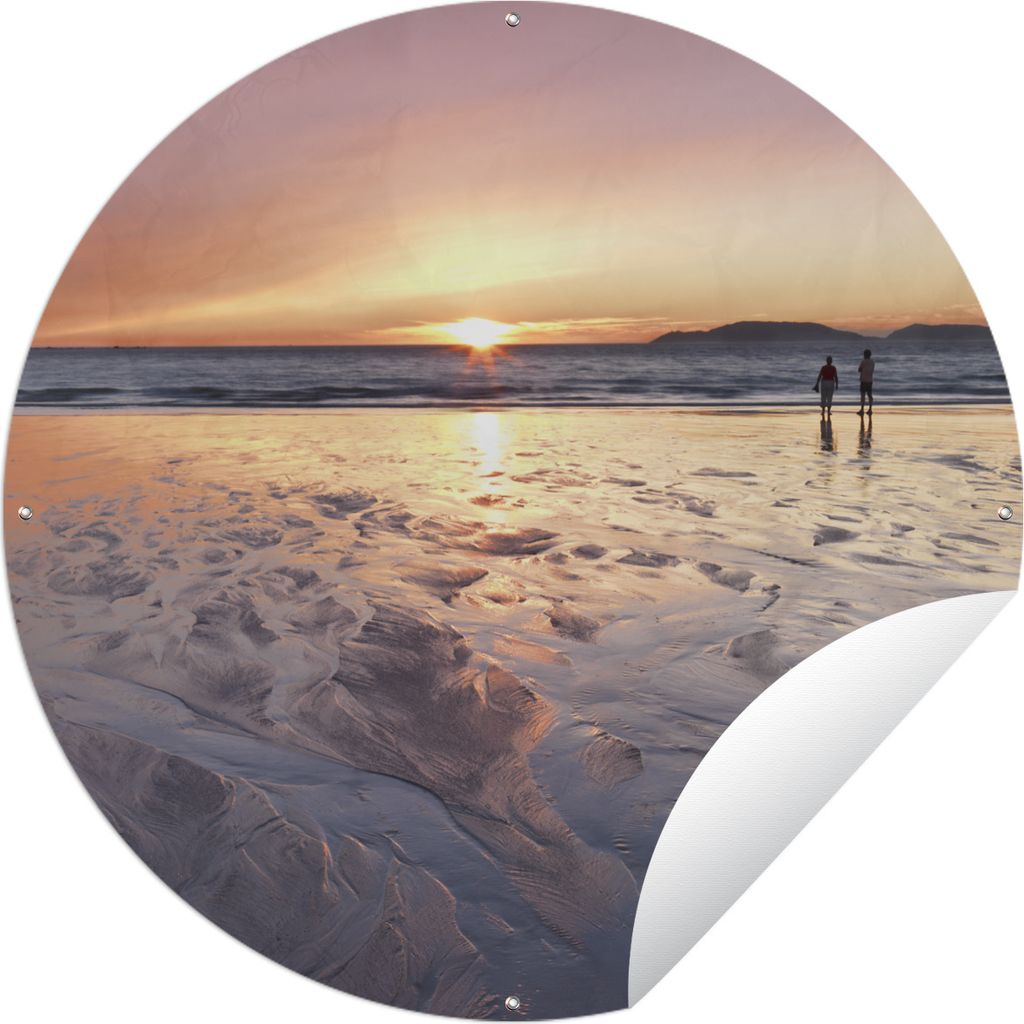 MuchoWow Gartenposter Outdoor-Poster Rund Strand - Sonne - Meer Ø 120 cm Gartendeko Rundes Poster draußen