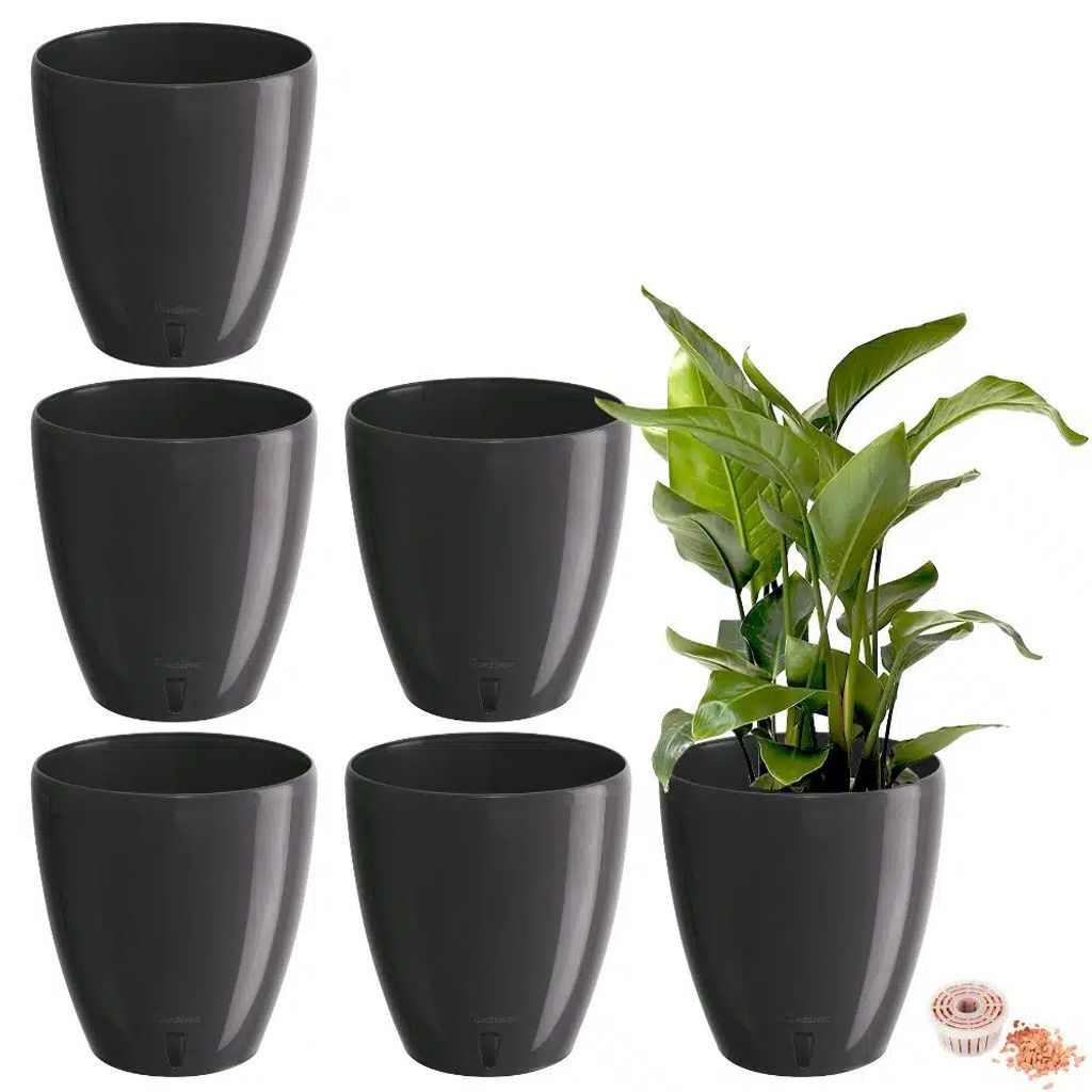 Santino Deco Twin Pflanztöpfe 6er-Set Ø 12.5 cm, H 14 cm Anthrazit