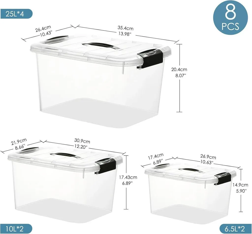 Greentainer Set de 8 Boîtes de Rangement Empilables avec Couvercles - 2