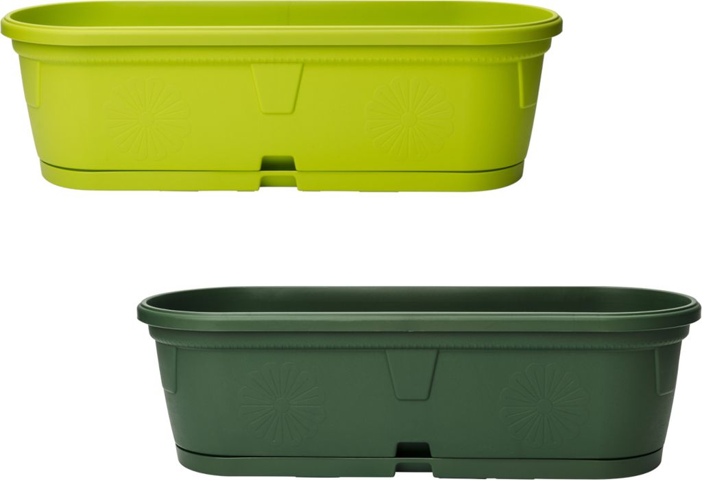 2x Pflanzkübel Blumenkasten Blumentopf Blumenkübel länglich oval 50cm bunt