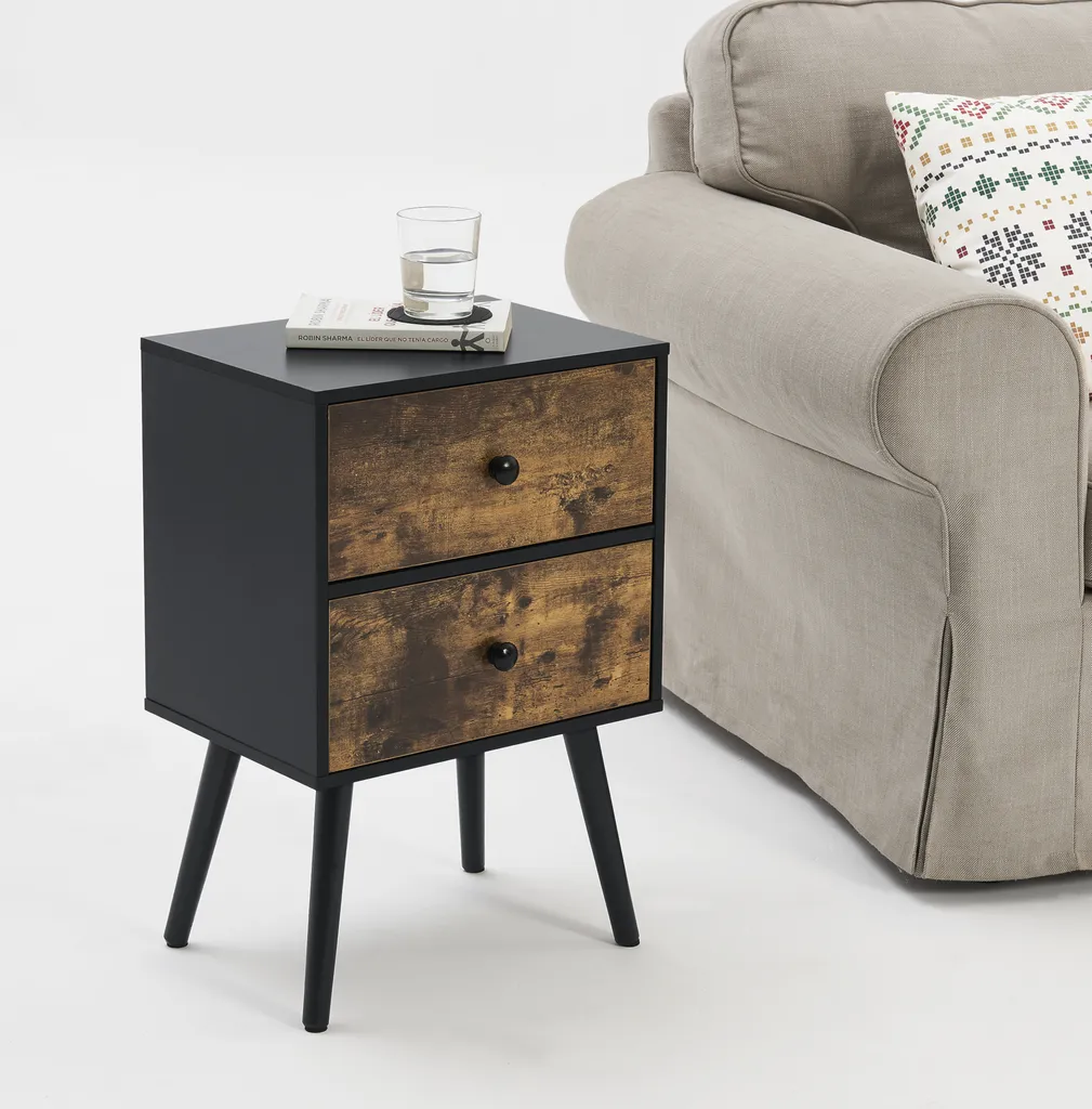 Table de nuit bois pour chambre parentale commode basse style vintage