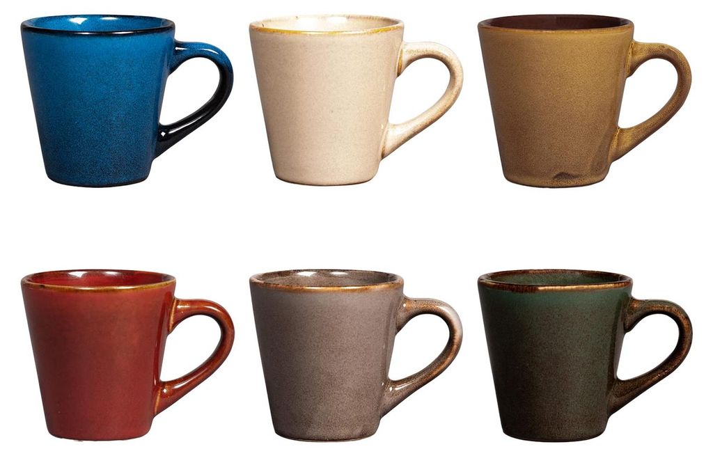 H&H Set mit 6 verschiedenen Kaffeetassen, 80 cm³