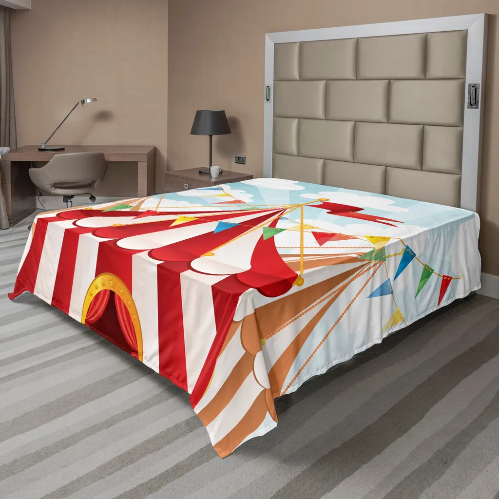 Drap de Lit Anti-Plis Thème Cirque 244x205cm pour Literie Douce et Durable