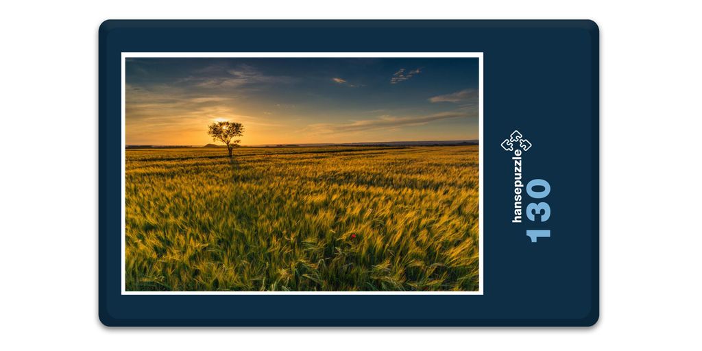 hansepuzzle 17835 - Getreidefeld Puzzle, 130 Teile, Natur, 28,7 x 20,0cm mit hochwertiger Aufbewahrung, Kartonbox und wiederverschließbarem Beutel