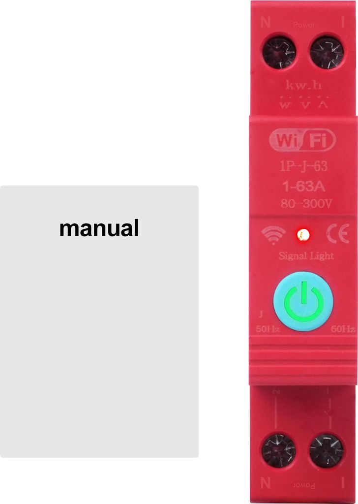 Tuya WLAN Mini-Leistungsschutzschalter 1-polig 63A mit Energieverbrauchsmessung, Fernsteuerung per App, einfache DIN-Schienenmontage, smartes Schal...