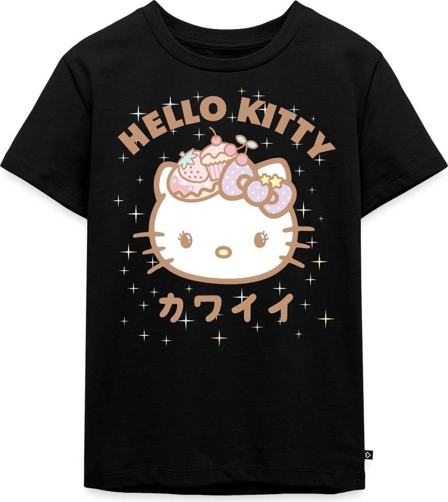 Spreadshirt Hello Kitty Kawaii Stil Kinder Premium T-Shirt, 110/116 (4 Jahre), Schwarz