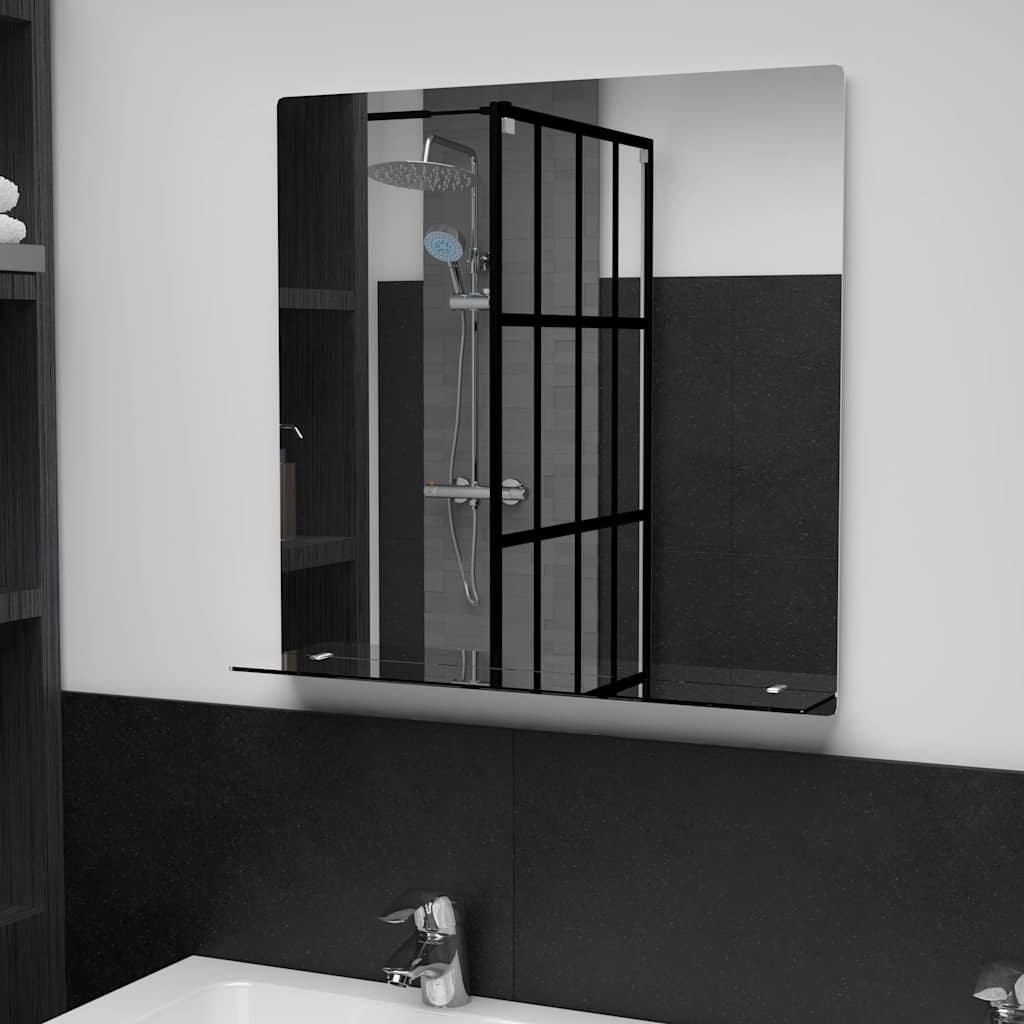 Miroir mural avec étagère 60×60 cm verre trempé Image du produit 