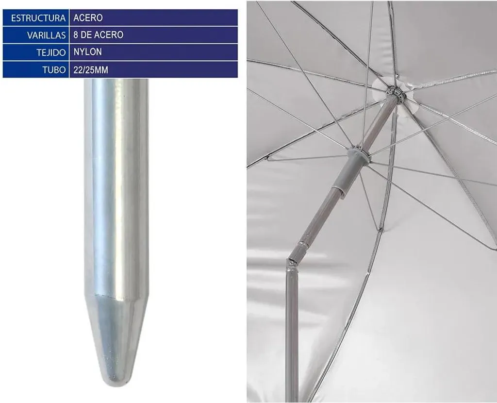 Ombrellone 220cm Solskærm Soft - Ideale per Spiaggia e Campeggio - 4