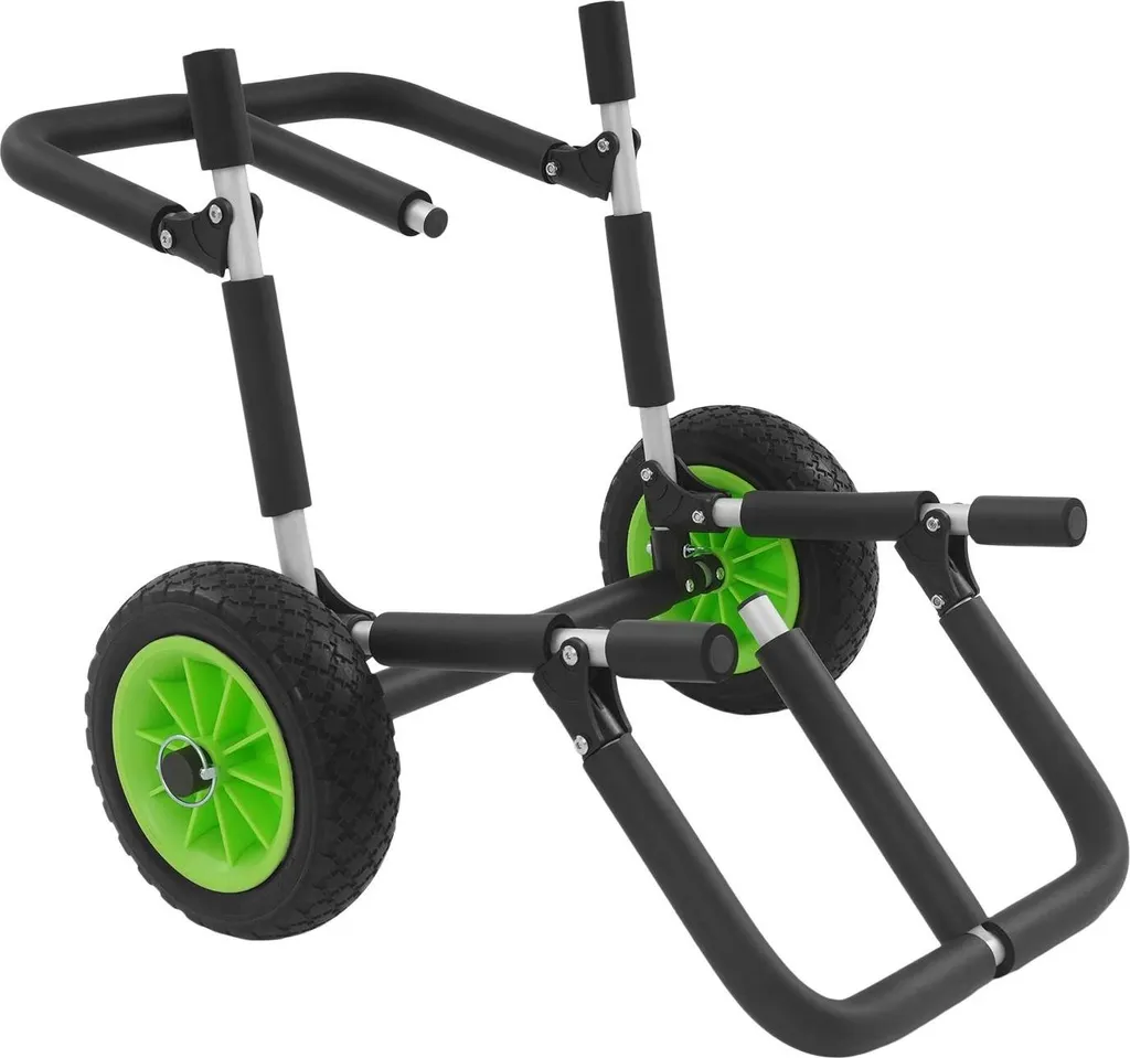 Chariot de Transport Kayak et Surf avec Roues Tout-Terrain en Alu Vert