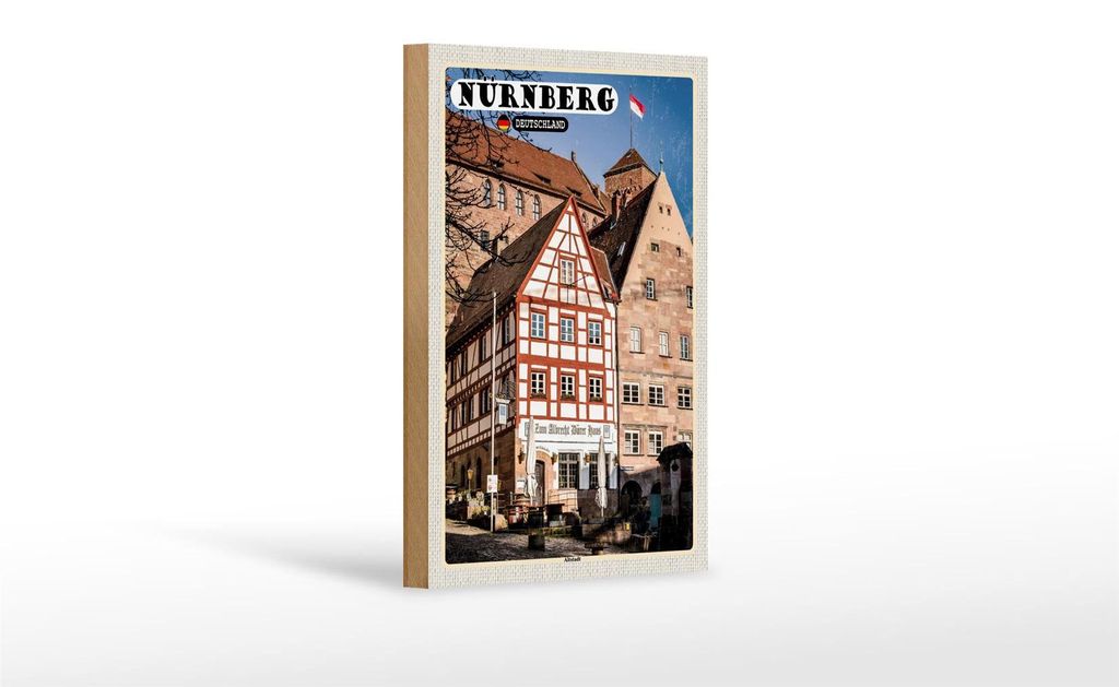 Holzschild Städte Nürnberg Deutschland Altstadt 12x18 cm Dekoration