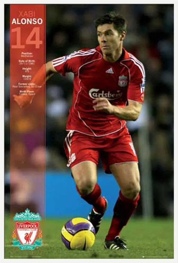 Affiche Liverpool Xabi Alonso avec Cadre Shinsuke Blanc 61x91,5 cm