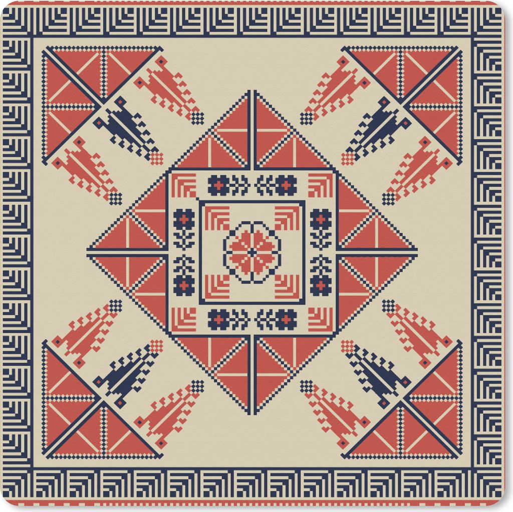 MuchoWow Mauspad Mousepad Muster - Fliese - Blume - Stickerei - Arabisch 30x30 cm - Mousepads - Maus Mat - Pad - Mausunterlage - Gaming