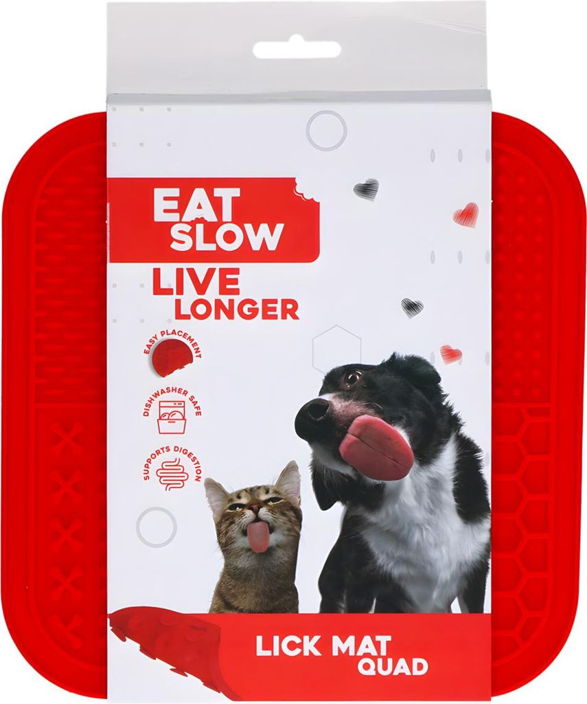 Eat Slow Live Longer Lick Mat Quad Red