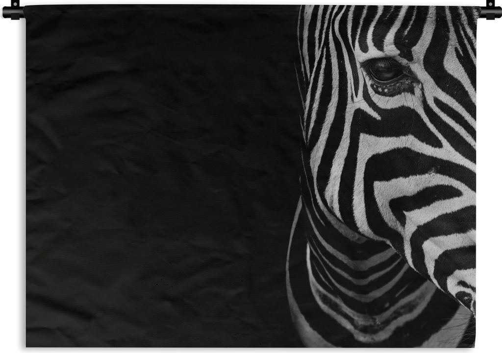 MuchoWow Wandteppich Wandbehang Tiere - Zebra - Schwarz - Weiß 120x90 cm Tapisserie Dekoration Wandtuch - Wohnen - Aufhänger für die Wand