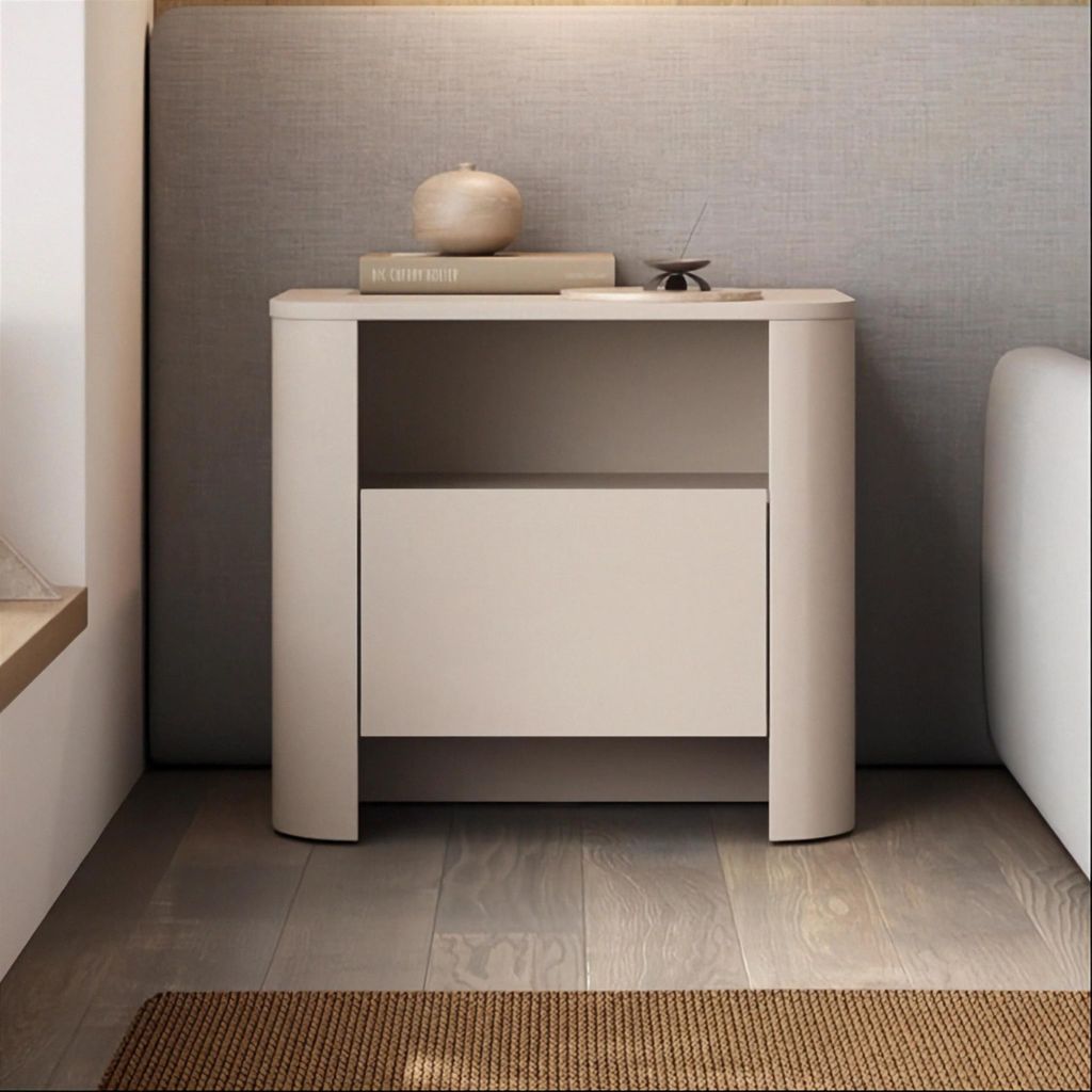 Aura Nachttisch 58 cm in Kaschmir mit Push-to-Open Produktbild 