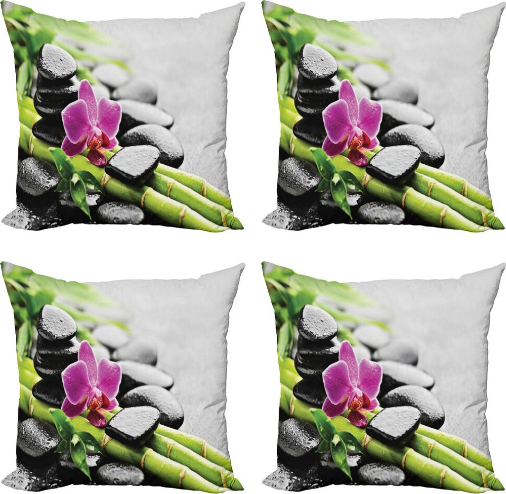 ABAKUHAUS Felsen Kissenbezug Set (4 Stück), Basalt Bamboo Sticks Motiv, Moderner Doppelseitiger Digitaldruck, 45 cm x 45 cm, Mehrfarbig