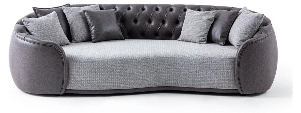 Chesterfield Dreisitzer Sofa 3 Sitzer Grau Stoffsofa Stoff Polstersofa