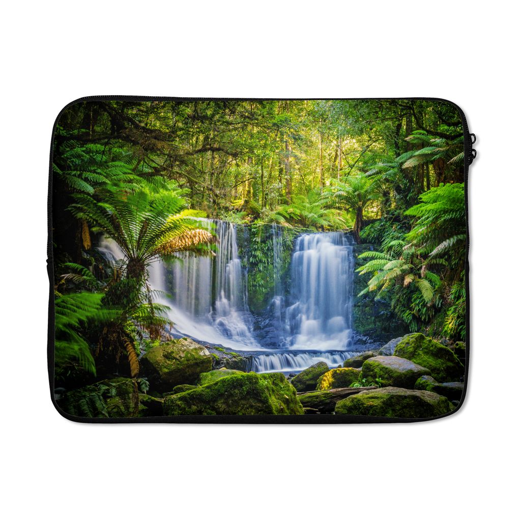 MuchoWow Laptop Hülle 17 Zoll Laptoptasche Dschungel - Wasserfall - Australien - Pflanzen - Natur - Zipper - Schutzabdeckung