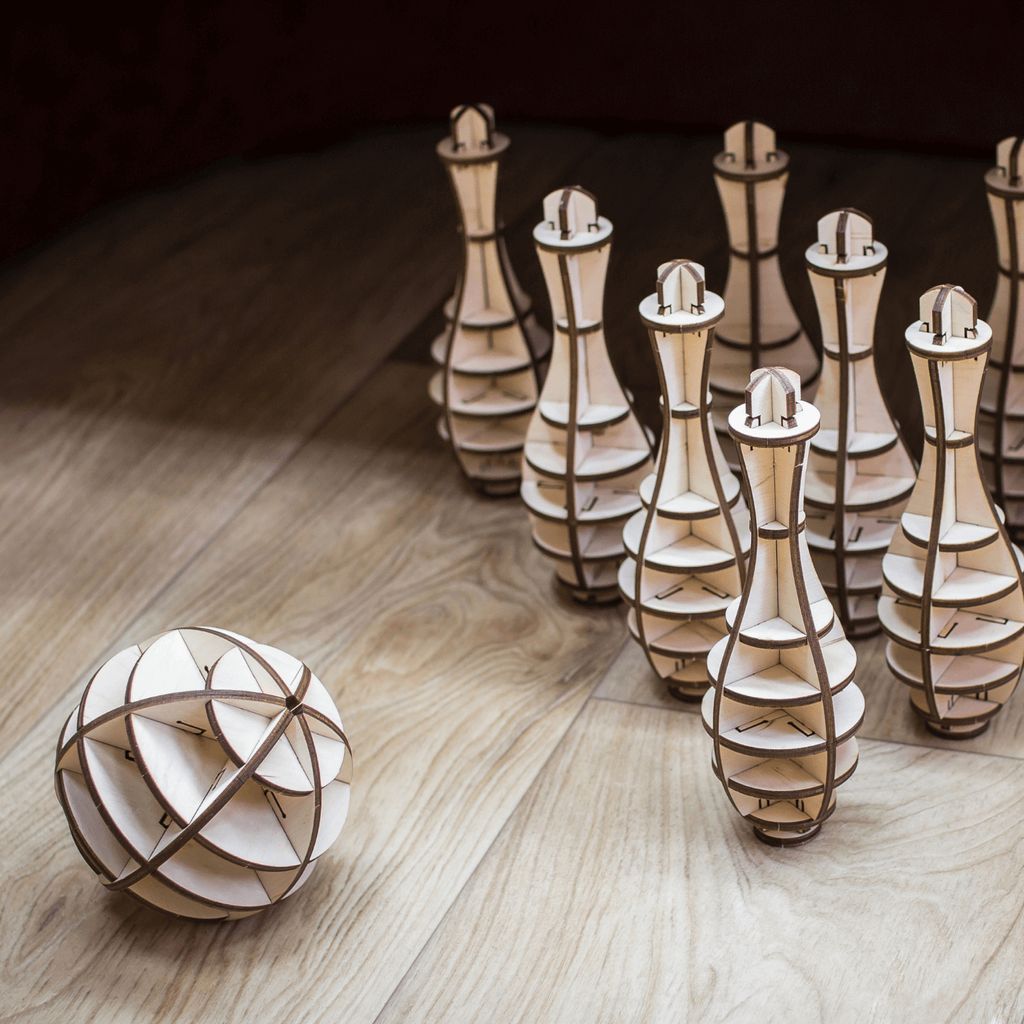 3D-Puzzle „Lemn Mini Bowling“ – Kunst aus ökologischem Holz