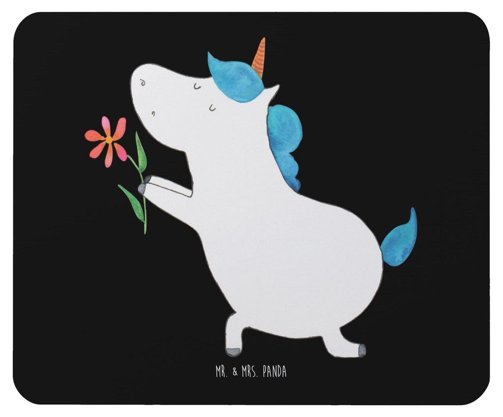 Mr. & Mrs. Panda Mouse Pad Einhorn Blume - Schwarz - Geschenk, Einhörner, Freundin, Liebe, Mousepad, Ehe, Unicorn, computer, Heiratsantrag, mauspa...