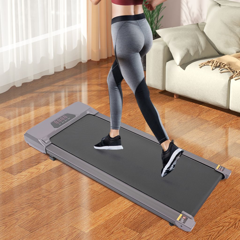 Flaches Laufband, Elektrisches Laufband, Untertisch-Laufband, Laufband, Starke Leistung Tretmühle, Grau
