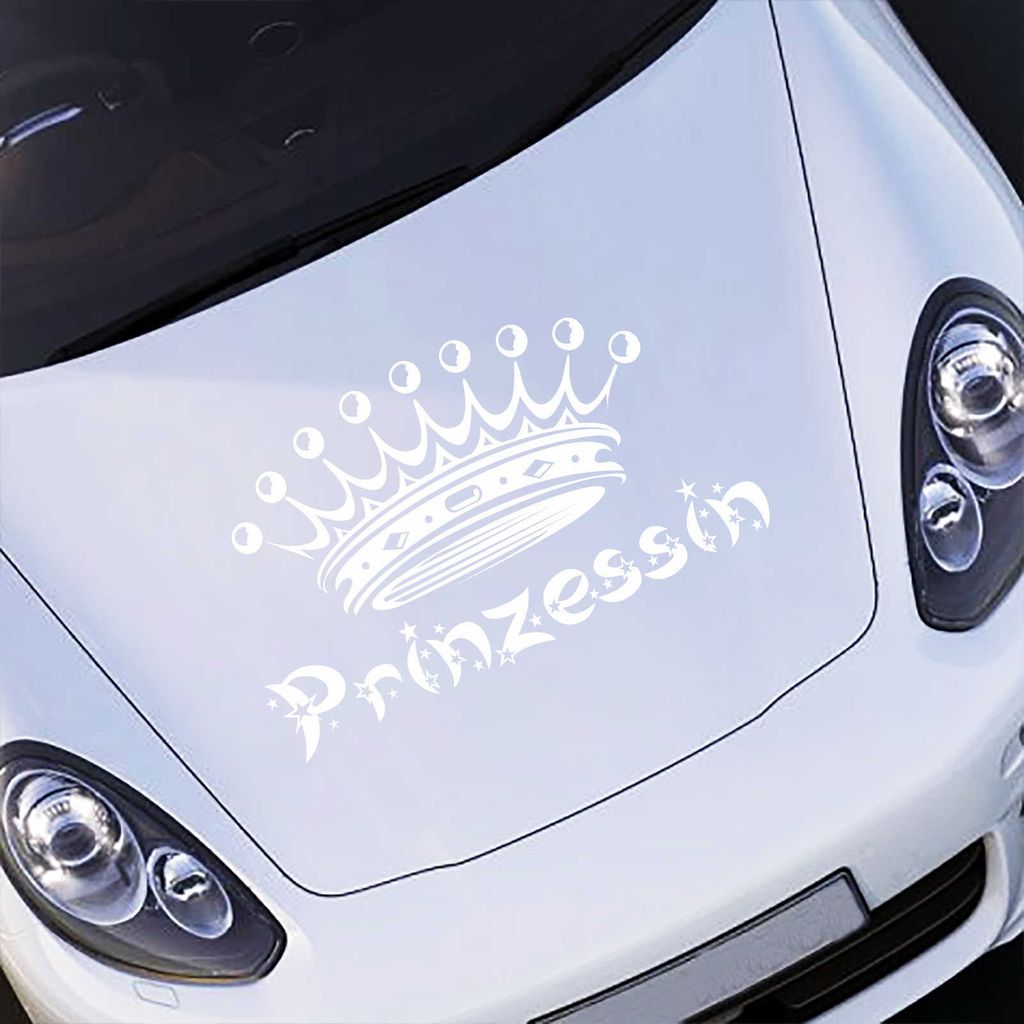 Aufkleber - Autoaufkleber "Prinzessin" 60cm x 36cm Weiß - Tuning Carystyling Heckscheibe Auto