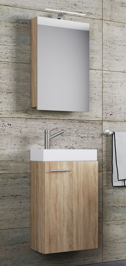 VCM 3-tlg Set | Waschplatz für Gäste WC | Gästebad | Waschtisch Toilette | Badmöbel Badezimmer Set - Slito SC