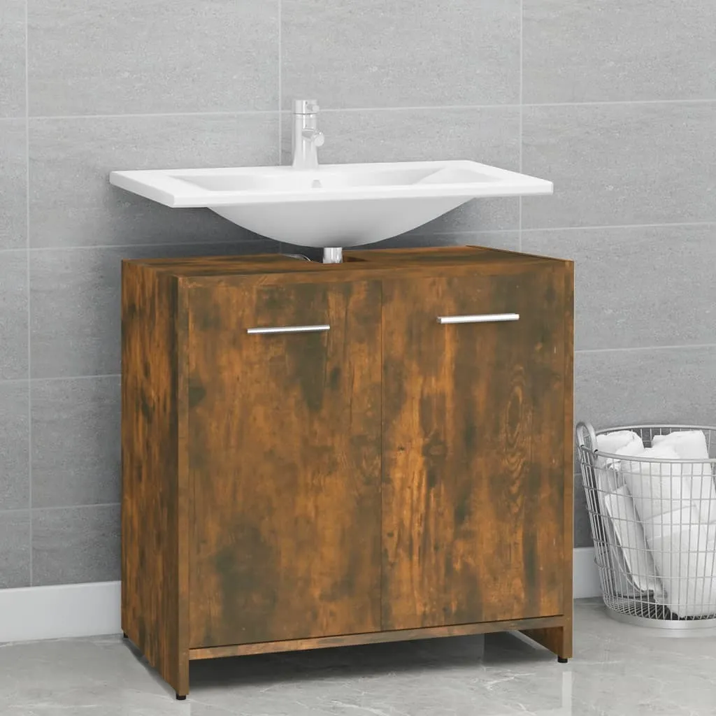 Mobile Sottolavabo Rovere Fumé 60x33x60 cm | Arredo Bagno Legno Robusto
