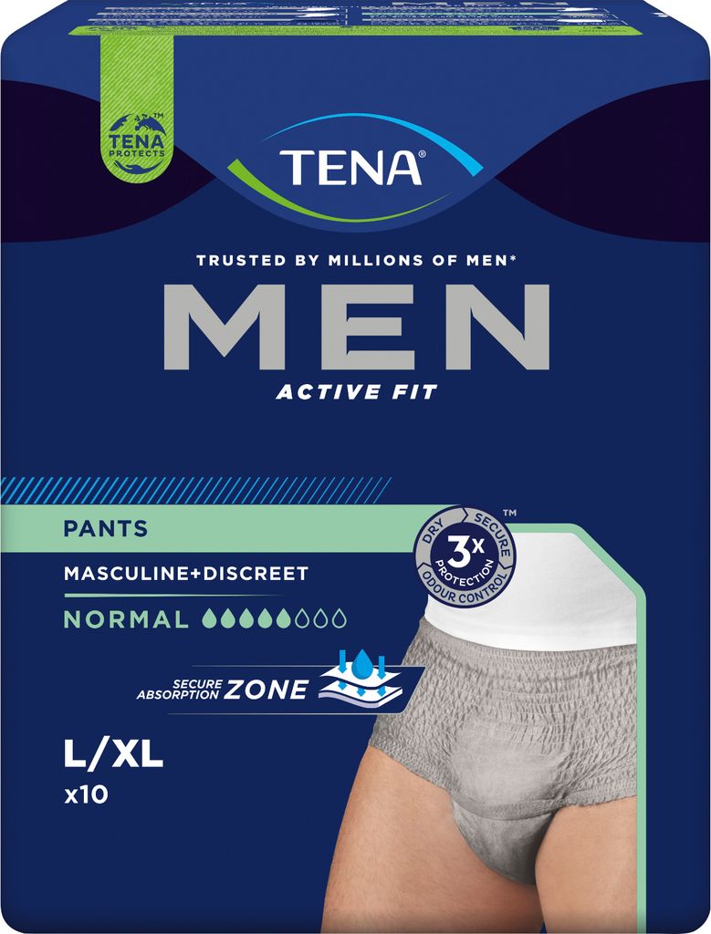 Tena Men Act.Fit Inkontinenz Pants norm.L/xl grau 4X10 St Produktbild 