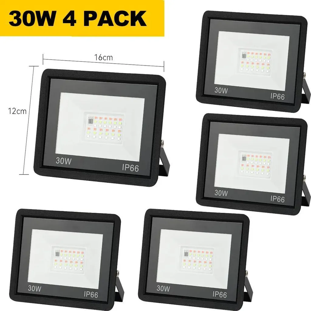 Projecteur extérieur 30W RGB étanche IP66 : Pack 4 pièces avec télécommande - 2