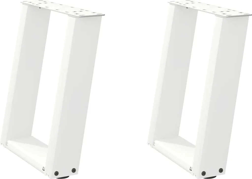 Offerta Set 2 Gambe Tavolino SYFAX U-Shape Bianco Acciaio 38x42cm