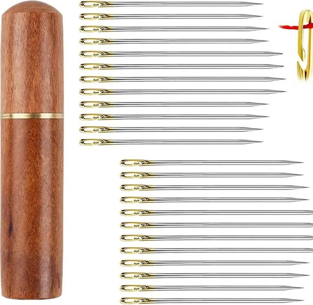 24 Stück selbsteinfädelnde Nähnadeln, Sticknadeln zum Nähen von Hand, einfaches seitliches Einfädeln, hohes Niveau, 3 Größen für DIY-Nähen...