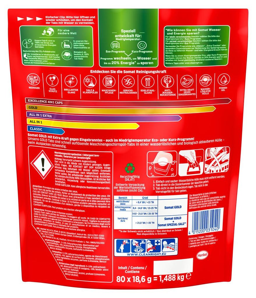 Somat Tabs 12 Gold mit Tiefenreinigung Sparpack 80 Stück 1 Produktbild 